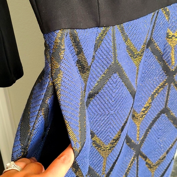 Slate & Willow Blue Metallic Print Dress - Picture 6 of 8